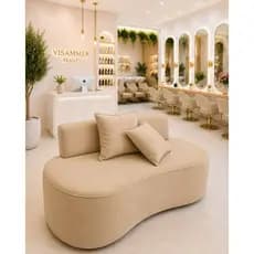Sofa Namoradeira Tecido Suede Para Salão de Beleza Quarto Recepção Visammer