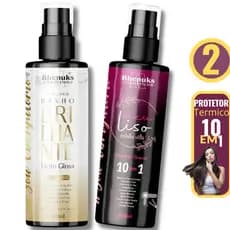 Kit Spray Protetor Térmico Capilar Meu Liso + Banho Brilhante 200ml Rhenuks