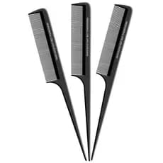 kit 3 pente preto Profissional Carbono Antiestático Alta Temperatura Química e Mechas e para pentear Suporta 180º