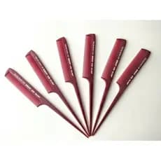Kit com 6 Pente Cabo Fino Para Química Ou Mechas De Carbono Vermelho Profissional