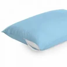 Capa Protetor Travesseiro Simples Azul em Tecido com Zíper