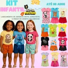 Kit 2/4/6 peças Conjunto Roupa Infantil Menina Verão Look Estiloso Criança Bebê Algodão