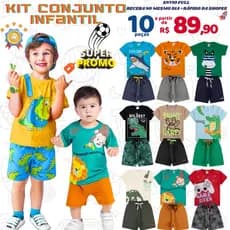 Kit 4, 6 e 10 peças Conjunto Infantil Menino Roupa Estampada Bebê Verão Criança Algodão Confortável