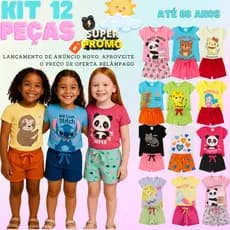 Kit 12 Conjunto Infantil Menina Verão  Bebê Algodão Moda Criança Roupa