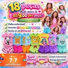 Kit 10/12/18 Conjunto Infantil Menina Verão Look Estiloso Roupa Bebê Algodão Casual