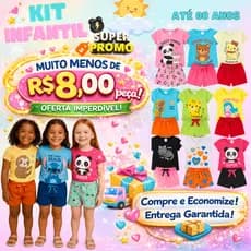 Kit 8/10/14 Conjunto Infantil Menina  Camiseta Verão Estampada Algodão Roupa de Bebê Criança Stich