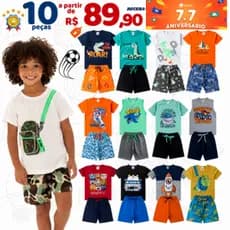 Kit até 10 peças Conjunto Infantil Menino  Bebê Verão Criança Masculino  6/4/10 peças