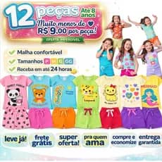 Kit 12 Conjunto Infantil Menina Verão Look Criança Estiloso Roupinha Bebê Algodão