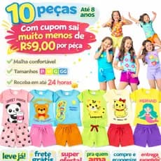Kit 10 Conjunto Infantil Menina Verão Look Estiloso Roupinha Bebê Algodão Leve Casual