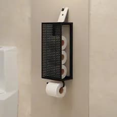 Porta Papel Higiênico Suporte Para Papel para Banheiro de Parede Suspenso Estilo Industrial Preto