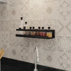 Prateleira De Cozinha Porta Temperos De Parede Aço Preto