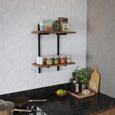 Prateleira de Parede Industrial para Cozinha Multiuso Organizador Aço e MDF