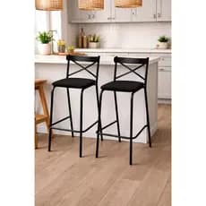 Jogo Com 2 Banquetas Katrina Aço Estilo Industrial Área Gourmet