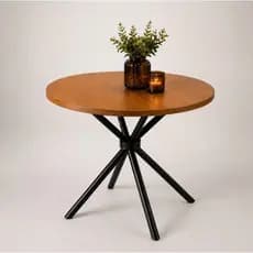 Mesa Redonda Industrial 80cm Base Aço Preta Tampo MDF Bistrô Restaurante Pub Padaria
