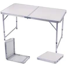 Kit Mesa Dobrável Portátil Vira Maleta Camping Churrasco 120X60cm com 4 Banquinhos Dobráveis 90X60cm com 2 Banquinhos