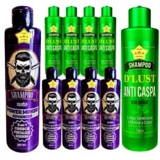 10x com 5 Shampoos Anticaspa e 5 Fortalecedor 250ml D'Lust Barbearia