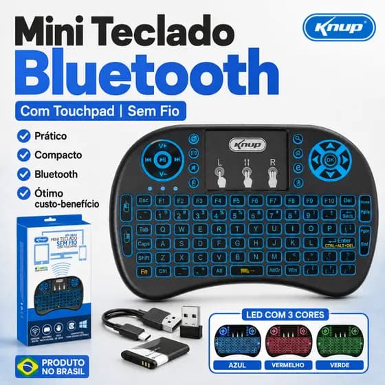 Mini Teclado Bluetooth Touchpad Sem Fio Para Smart TV Box PC