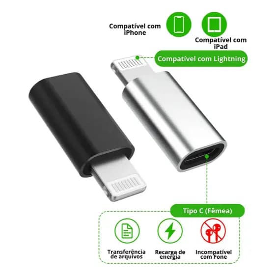 Adaptador USB-C Femea para Lightning iPhone Macho KNUP KP-HM043