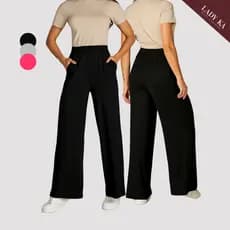 Calça Pantalona Feminina  Malha Cintura Alta Soltinha