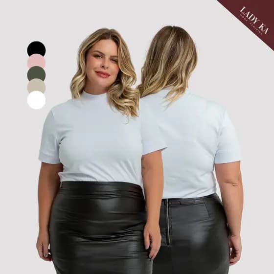 Blusa Blusinha Feminina Plus Size Curve Camiseta T-Shirt Malha Peruana