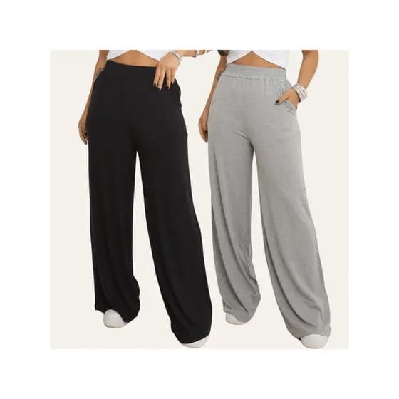Kit 2 Calças Pantalona Feminina Elegante Casual