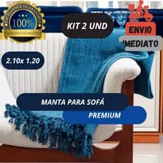 Kit Com 2 Manta De Sofá 2,10 x 1,20 MT 100% Algodão  Luxo Decoração Elegante Premium Qualidade