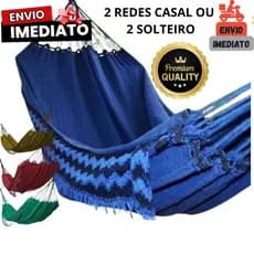 Par de Redes Casal ou Solteiro Dormir Jeans Descanso Reforçada Confortável Macia Design Premium