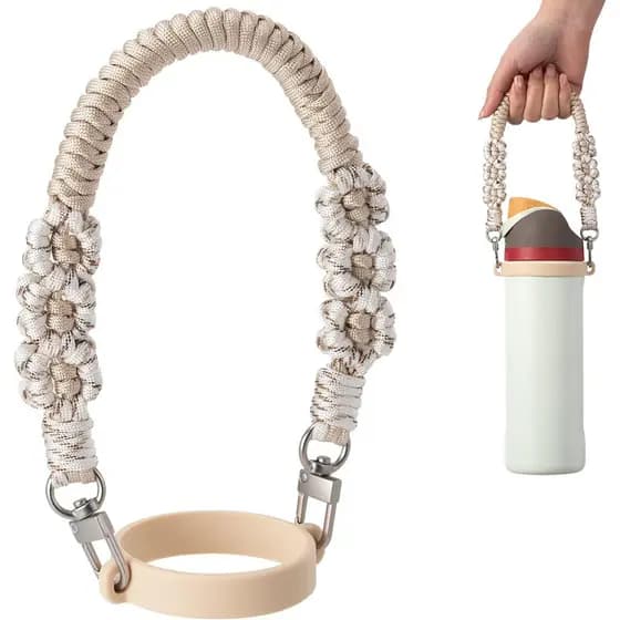 Alça para garrafa de água, alça de mão para garrafa de água tecida à mão, compatível com a maioria das garrafas de água