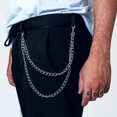 Corrente Cinto Camadas Calça Leve Prateado Hip Hop Rock Punk Minimalista Feminino Acessório Cintura Off