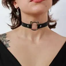 Choker Gargantilha Gatinho Feminino Gotico Fofo Leve Minimalista Lolita Ajustável Dark Coquette  OFF