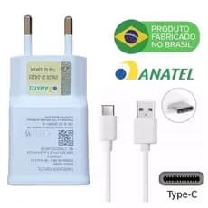 Carregador Tipo C Turbo para Galaxy A12 A20 A22 A31 A32 A50 A53 S8 S20 S20Fe S21 S22 M31 M51 A70 A71