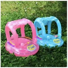 Boia para Bebê Com Proteção Cobertura Para Sol Fralda REDONDA Rosa Azul