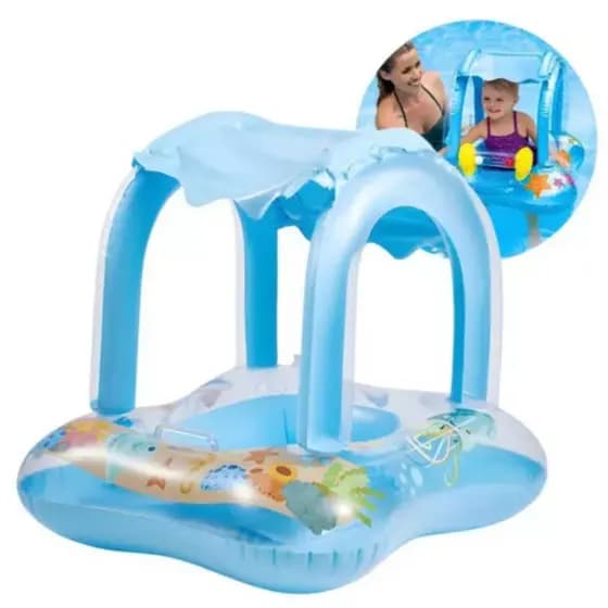 Boia de Bebê Infantil Baby Bote com Fralda e Cobertura Tapa Sol Brinquedo de Piscina QUADRADO
