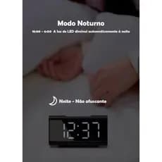 Relógio de Mesa LED Multifuncional: Hora, Data e Temperatura Espelho Digital Despertador