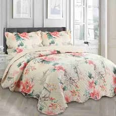 Kit 3 Peças Cobre Leito Colcha Queen Patchwork Ultra Dupla Face Premium