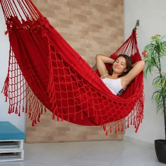 Rede de Dormir Descanso em Algodão Especial Varanda e Jardim Conforto e Durabilidade