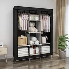 Guarda Roupa Dobrável 3 Portas Armário Organizador Portátil Multiuso Cabideiro Sapateira Impermeável Casa Utilidade