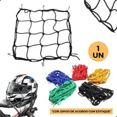 Rede Elástica Aranha Redinha 40x40 C/ 6 Ganchos Metal Moto Bike Bagageiro Capacete