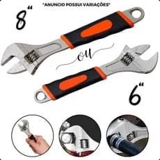 Chave Inglesa Ajustável Regulagem Cabo Emborrachado 8" ou 6" Polegadas Chave De Boca Profissional