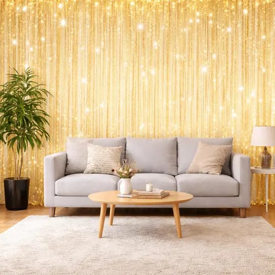 Cortina De Fios Decorativa Com Brilho Glitter Divisória De Porta E Janela Painel De Led Eventos 1x2m Reutilizável Nova
