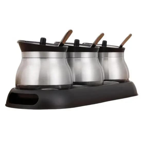 Porta Condimentos E Temperos Suporte 4 Peças Pote Vidro Mesa Cozinha