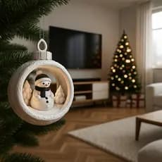 Bola Decorativa – Boneco de Neve Branco, Refinado Enfeite de Natal Decoração Natalina Árvore Bolinhas Pendente