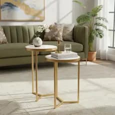 Conjunto De 2 Mesas De Canto Com Tampo Espelhado Luxo Decorativo