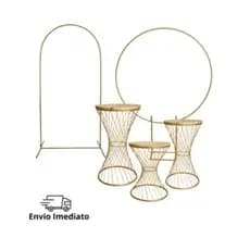 Kit Trio Mesa Trançada + Arcos Redondo E Romano Para Festas, Eventos E decoração