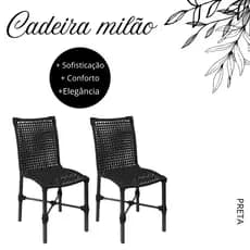 Kit 2 Cadeira Milão Jantar Alumínio Em corda Náutica Área Gourmet