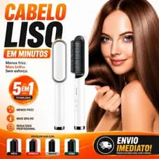 Escova Alisadora 5 em 1 Profissional Anti Frizz Bivolt Alisa Modela Sela e Alinha Cabelos