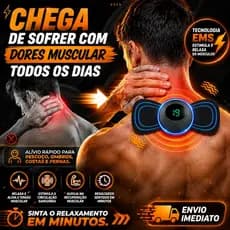 Massageador EMS Portátil Recarregável USB Cervical Pescoço Corpo Alívio Dores Musculares 6 Modos