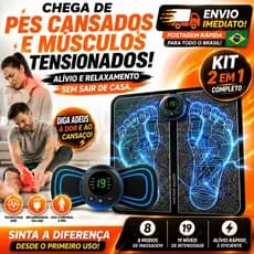 Kit Massageador Muscular EMS Elétrico e Tapete Massageador Para os Pés Portátil Alívio de Dor e Cir