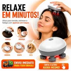 Massageador Elétrico Cabeça e Corpo Recarregável 3 Velocidades 4 Cabeças Silicone Relaxante USB