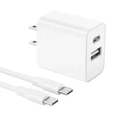 Carregador Rápido 20W com Portas USB-C PD 3A e USB-A e Cabo USB C - Plug Americano
